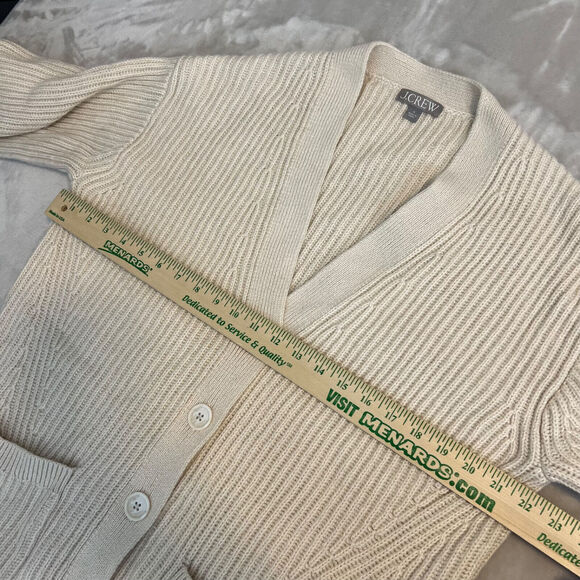 J Crew Sweater Womens Small Cream Alpaca Blend Ribbed V Neck Cardigan BX468 - Picture 8 of 12
